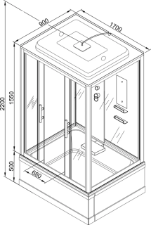Душевая кабина AvaCan EM 4517 с электрикой 170x90 см